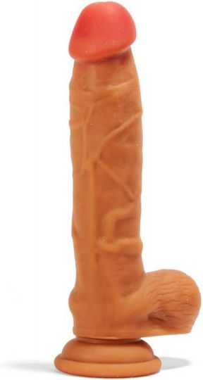 X-Men Dual Layered Dildo Ρεαλιστικό Dildo με Όρχεις και Βεντούζα Brown 21cm