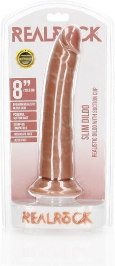 Shots RealRock Slim Realistic Dildo With Suction Cup Ρεαλιστικό Dildo με Βεντούζα Brown 22.5cm