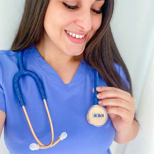 MDF Instruments ProCardial Καρδιολογικό Στηθοσκόπιο Non Chill με Μονό Κώδωνα Royal Blue Glitter / Rose Gold Μπλε