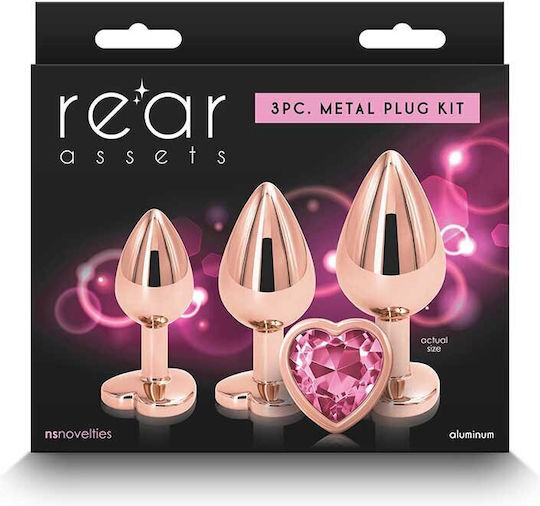 Ns Novelties Rear Assets Anal Trainer Kit Heart Πρωκτική Σφήνα Heart Ροζ 3τμχ