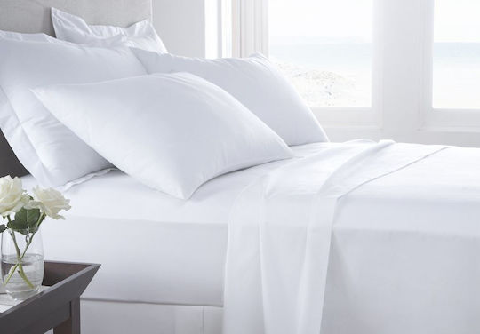 Astron Italy Hotel Semi Double White Sheet Cotton & Polyester 160x250cm 6pcs /6