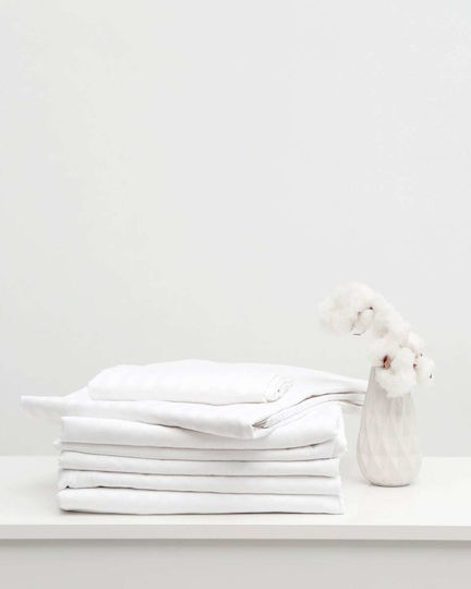 Pennie Redon Hotel Sheet White Queen Size 220x270cm Cotton 1pcs