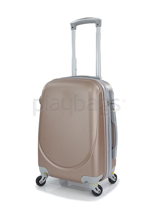 Playbags Hard Gold Cabin Travel Suitcase With 4 Wheels Height 52cm