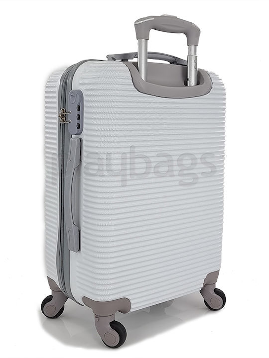 Playbags Cabin Hard White Suitcase With 4 Wheels Height 55cm