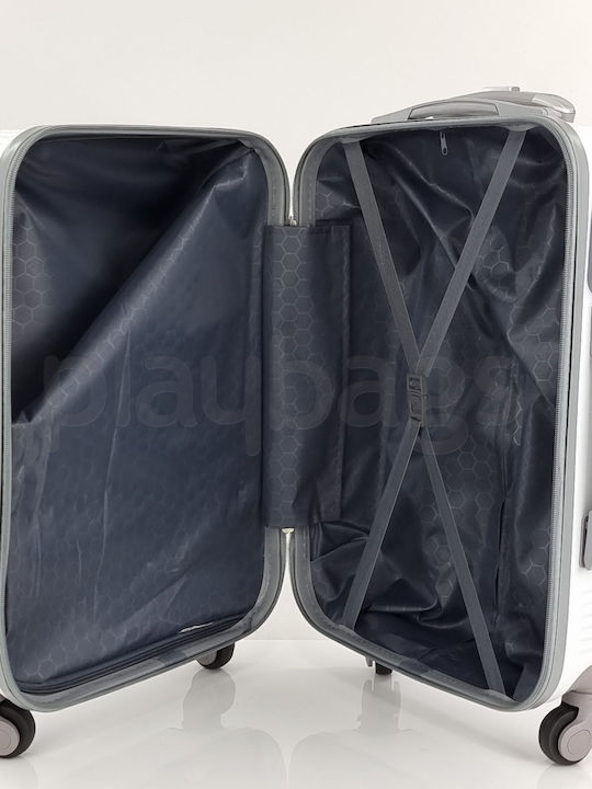 Playbags Cabin Hard White Suitcase With 4 Wheels Height 55cm