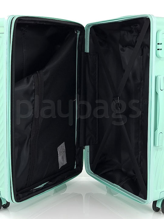 Forecast LSDQ-04 Medium Hard Turquoise Suitcase with 4 Wheels Height 65cm
