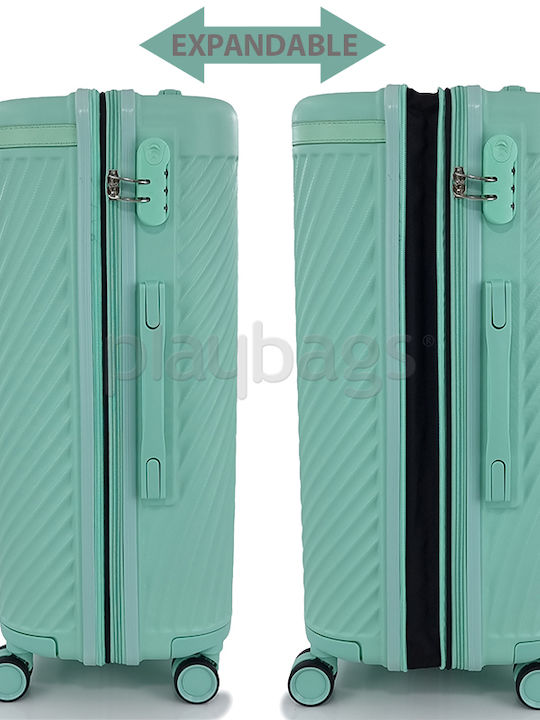 Forecast LSDQ-04 Medium Hard Turquoise Suitcase with 4 Wheels Height 65cm