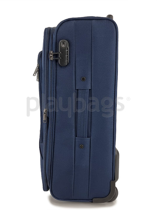 Diplomat Medium The Vienna Collection Medium Fabric Blue Suitcase With 2 Wheels Height 61cm