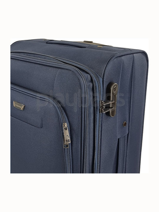 Diplomat Medium The Vienna Collection Medium Fabric Blue Suitcase With 2 Wheels Height 61cm