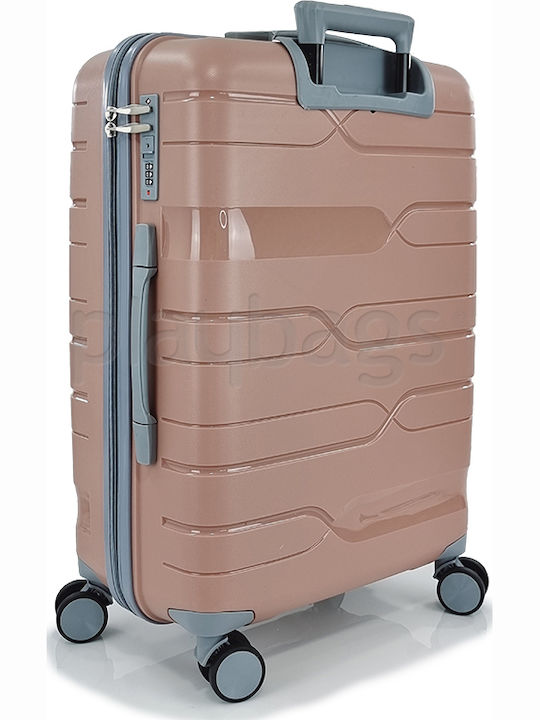 Playbags Βαλίτσες Ταξιδιού Σκληρές Ροζ Μέγιστου Ύψους 75εκ. με 4 Ρόδες Σετ 3τμχ