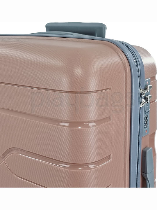 Playbags Βαλίτσες Ταξιδιού Σκληρές Ροζ Μέγιστου Ύψους 75εκ. με 4 Ρόδες Σετ 3τμχ