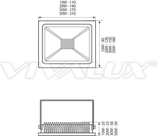 Vivalux Waterproof LED Floodlight 10W Natural White 4000K IP65