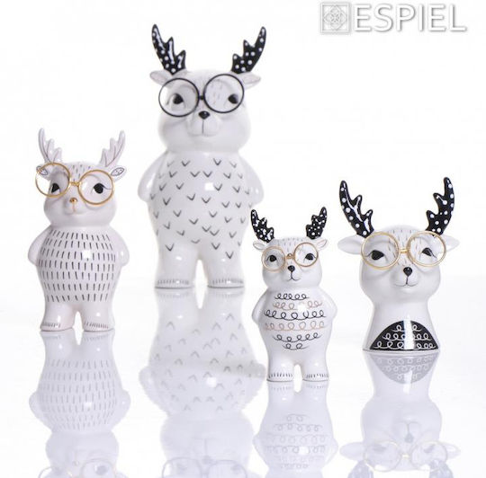 Espiel Weihnachtliche Glas Figur Rentier Weiß Länge 8.6cm