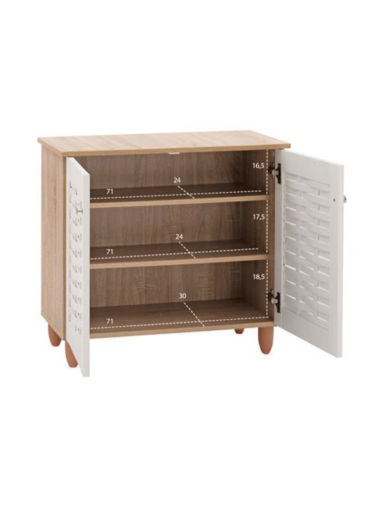 Holz Schuhschrank Cassiope mit 3 Regalen Sonama / White L77xW34xH67.5cm