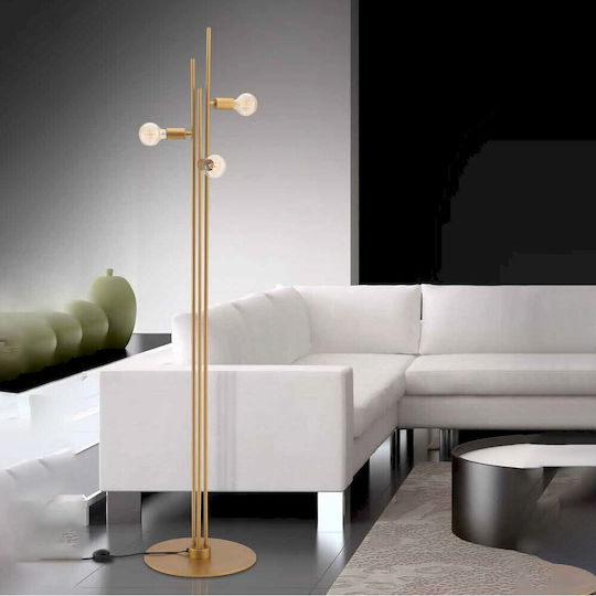 Luma Lampa de podea Î185xL40cm. cu Soclu pentru Bec E27 Auriu