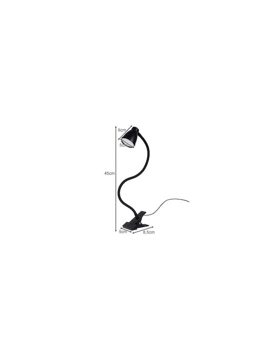 Izoxis LED Office Lamp with Flexible Arm and Clip in Black Color