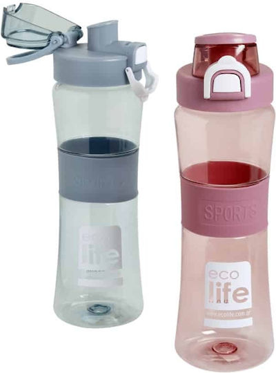 Ecolife Kids Water Bottle Plastic with Straw Pink 650ml