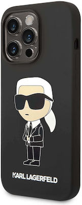 Karl Lagerfeld Ikonik Umschlag Rückseite Silikon Schwarz (iPhone 14 Pro Max) KLHCP14XSNIKBCK