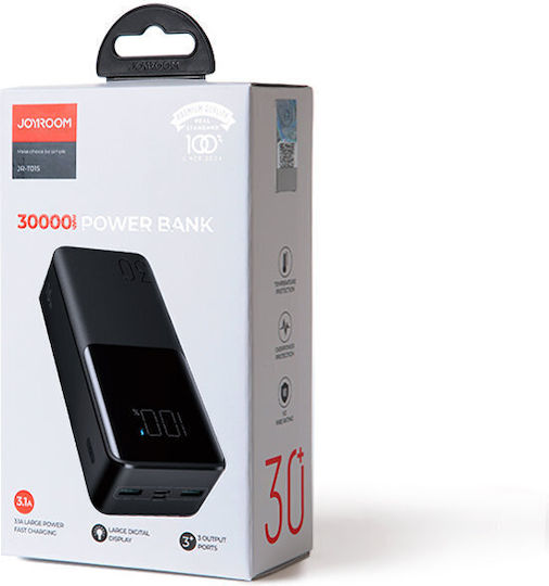 Joyroom JR-T015 Power Bank 30000mAh 15W με 2 Θύρες USB-A και Θύρα USB-C Μαύρο