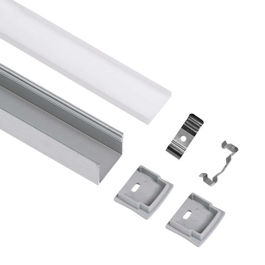 GloboStar External Aluminum Profile for LED Strip with Opal Cover 100x2.3x2cm