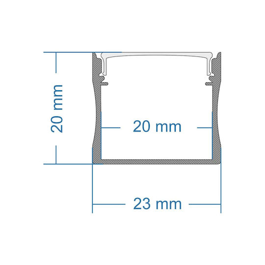 GloboStar External Aluminum Profile for LED Strip with Opal Cover 100x2.3x2cm