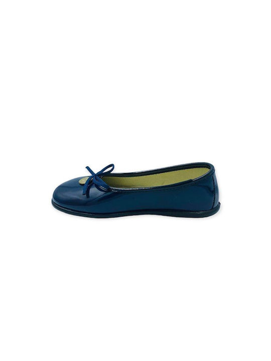 Conguitos Kids Patent Leather Ballerinas Blue