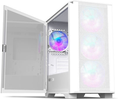 Montech AIR 100 ARGB Gaming Mini Tower Computer Case with Window Panel White