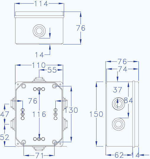 Aca Elektrisches Gehäuse für Außenmontage Verzweigung IP54 in Gray Farbe