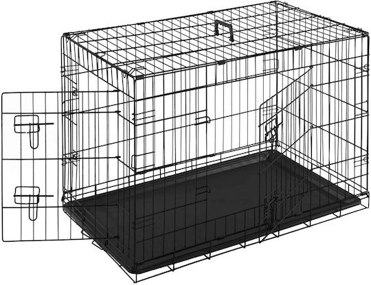 Ikaros Dog Wire Cage Large with 2 Doors Black 92.5x57.5x64cm