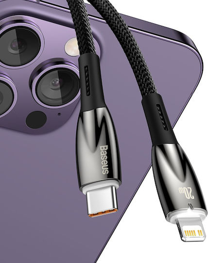 Baseus Glimmer Braided la Cablu Lightning 20W Negru 2m (CADH000101)