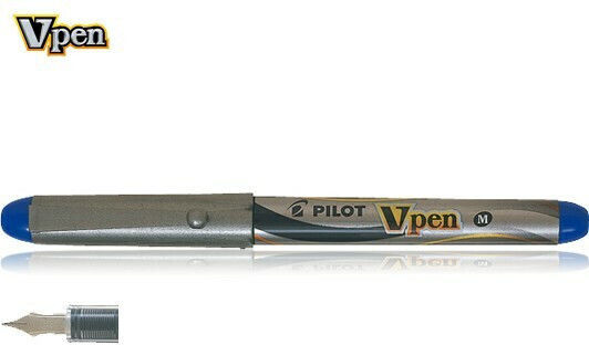 Pilot VPEN Writing Pen Medium 0.5mm Gray with Blue Ink and with 3 Replacement Nibs