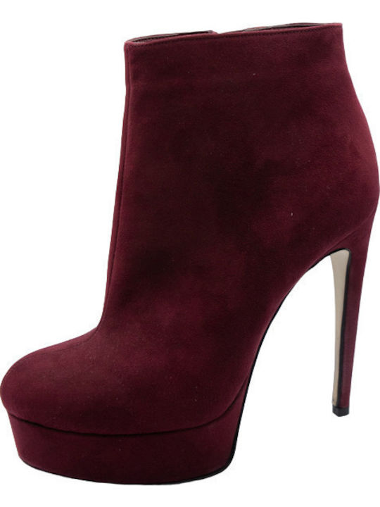 Wildleder Stiefeletten Damen Burgundisch
