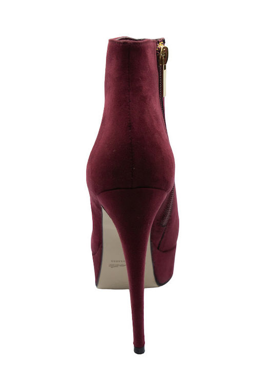 Wildleder Stiefeletten Damen Burgundisch