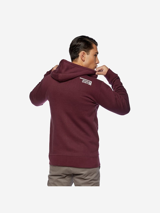 Brokers Jeans Men's Sweatshirt Jacket with Hood and Pockets Burgundy