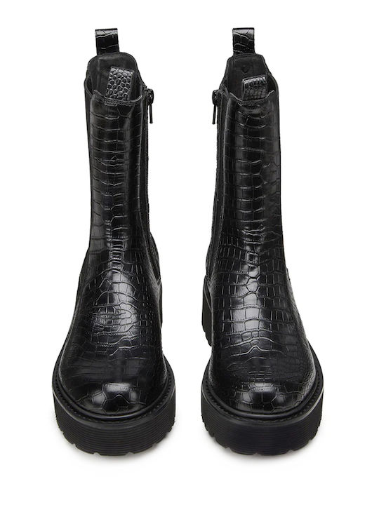 Slash Leder Damen Chelsea Stiefeletten Schwarz