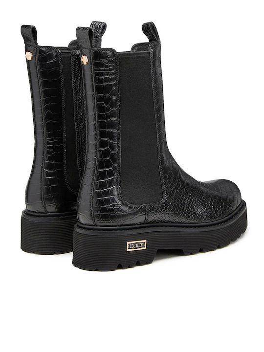 Slash Leder Damen Chelsea Stiefeletten Schwarz