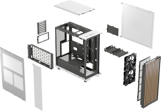 Fractal Design North Gaming Midi Tower Computer Case with Side Window Chalk White