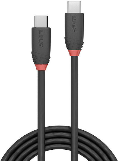 Lindy Black Line USB 3.2 Cable USB-C male - USB-C 60W PD Μαύρο 1.5m 36907