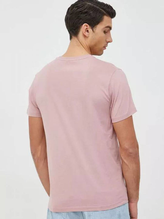 Pepe Jeans Ανδρικό T-shirt Ροζ με Στάμπα