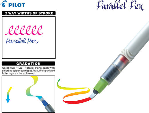 Pilot Calligraphy Fountain Pen 1.5mm Silver With Black Ink