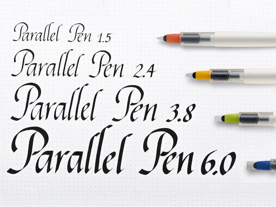 Pilot Calligraphy Pen Fine 2.4mm Silver with Blue Ink