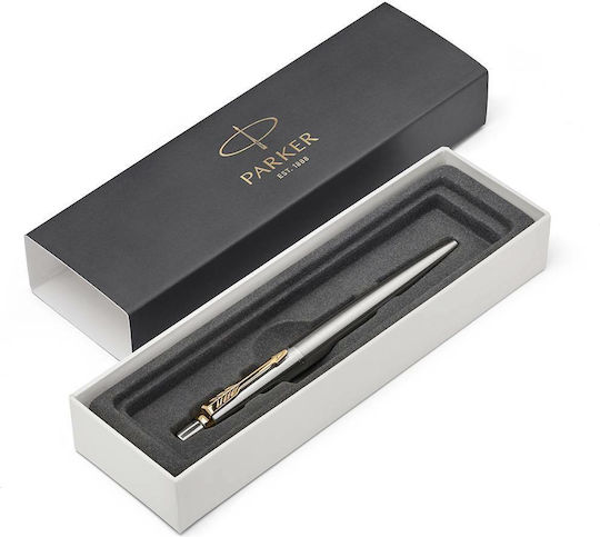 Parker Writing Pen Medium Silver made of Steel with Blue Ink