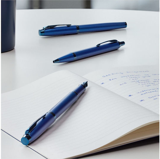 Parker IM Monochrome Piesă de Schimb pentru Vârf de Peniță Medium 1mm Albastru din Alamă cu 1 Vârfuri de Schimb