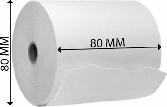 80-80 80mmX65mΧ 55gsm Термичен Касова лента Касов апарат Ш80xД80мм с Дължина 65м 55гр/кв.м 1бр