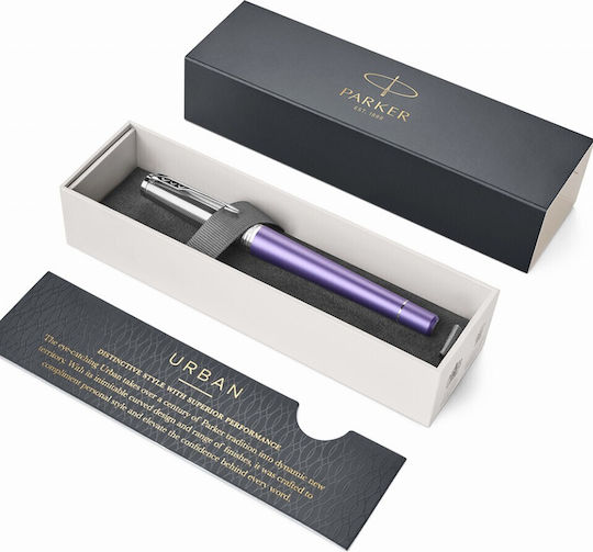 Stilou Medium 0.8mm Violet Din Aluminiu Cu Cerneală Roșie
