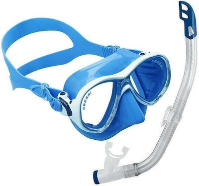 CressiSub Kids' Silicone Diving Mask Set with Respirator Marea VIP Junior Set Blue