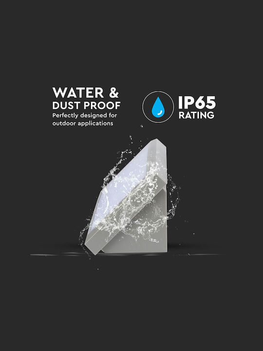 V-TAC Επιτοίχια Εξωτερική Πλαφονιέρα LED IP65 12W με Φυσικό Λευκό Φως 26.5x12x8.1εκ.