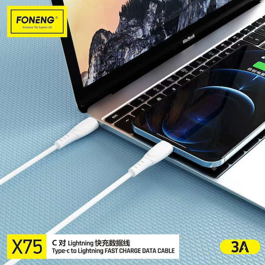 Foneng X73 USB 2.0 Кабел USB-C Мъжки - USB-C 60W Бял 1м