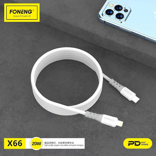 Foneng X66 USB-C to Lightning Cable 20W Λευκό 1m (516743)