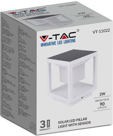 V-TAC Solar Light Floor 2W 90lm Warm White 3000K with Motion Sensor and Photocell IP65